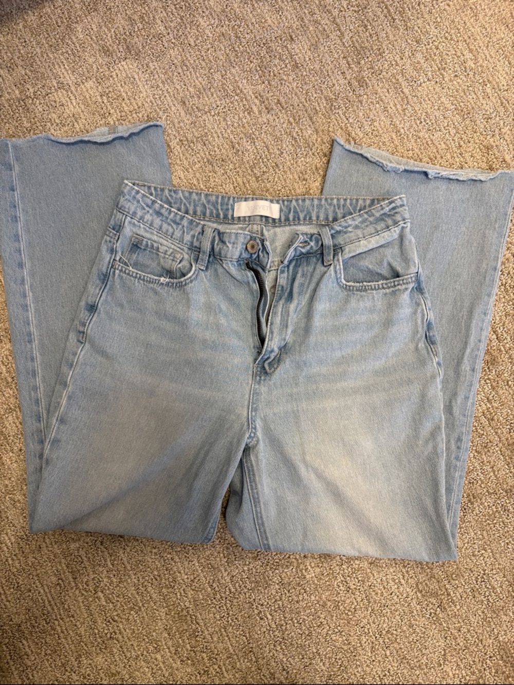 Light Blue Wide Leg Jeans for Women - Classic High-Rise Style